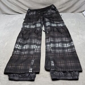 Burton Ski Pants Mens Medium Black Plaid Cargo Winter White Collection 35x33